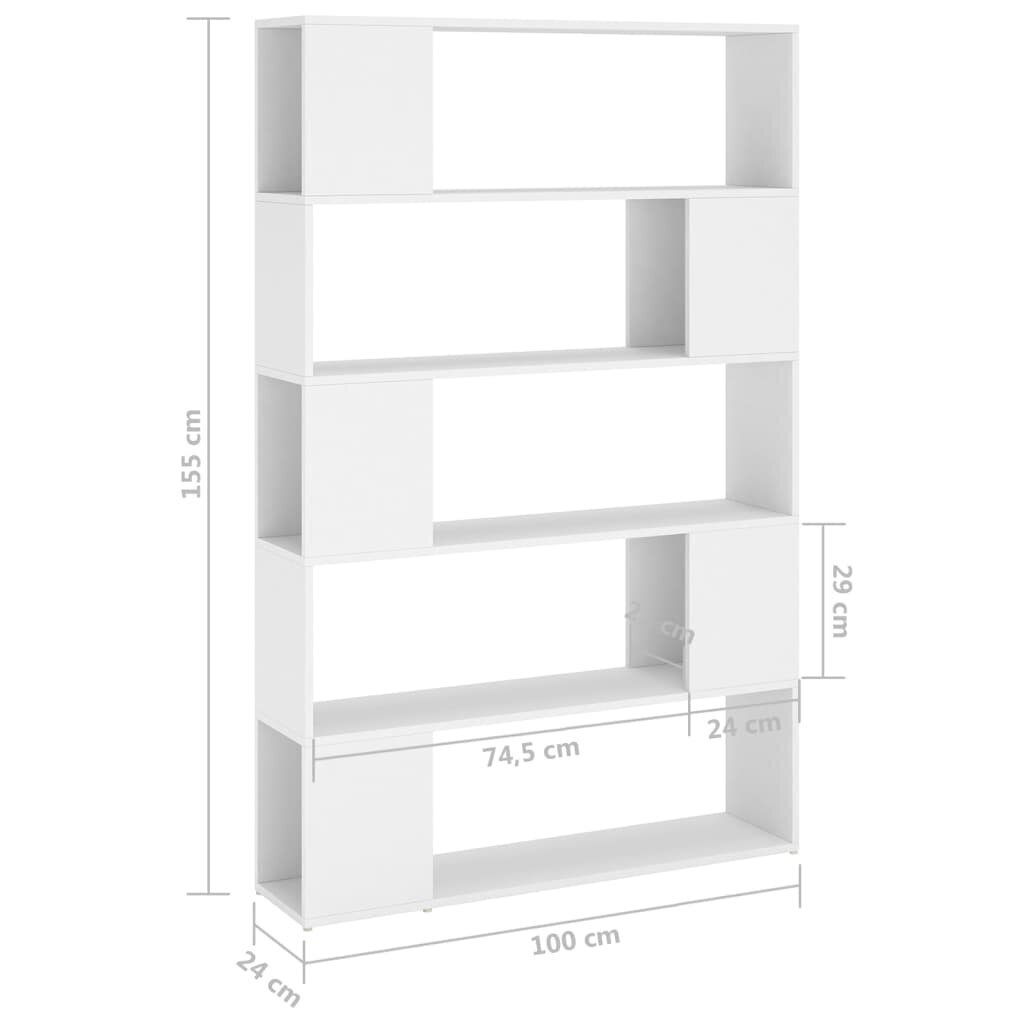 raamaturiiul/ruumijagaja valge 60 x 24 x 155 cm, puitlaastplaat hind ja info | Riiulid | kaup24.ee