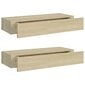 sahtlitega seinariiulid, 2 tk, tamm, 60 x 23,5 x 10 cm, MDF цена и информация | Riiulid | kaup24.ee