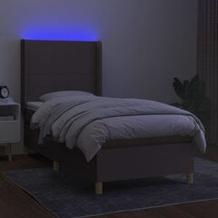 kontinentaalvoodi madratsiga ja LED, pruunikas, 90x190 cm, kangas цена и информация | Кровати | kaup24.ee