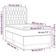 kontinentaalvoodi madratsiga, LED, must, 90x200 cm, samet цена и информация | Кровати | kaup24.ee