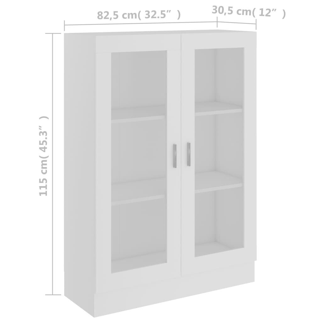 vitriinkapp valge 82,5 x 30,5 x 115 cm puitlaastplaat hind ja info | Vitriinkapid | kaup24.ee