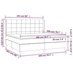 kontinentaalvoodi madratsiga, LED, roosa, 200x200 cm, samet цена и информация | Кровати | kaup24.ee