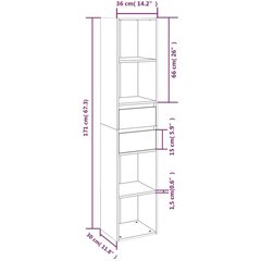 raamatukapp, hall Sonoma tamm, 36 x 30 x 171 cm, tehispuit hind ja info | Riiulid | kaup24.ee