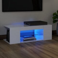 telerialus LED-tuledega, kõrgläikega, valge, 90 x 39 x 30 cm цена и информация | Тумбы под телевизор | kaup24.ee