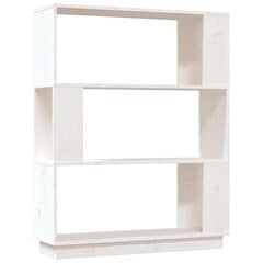 raamaturiiul/ruumijagaja, valge, 80x25x101 cm, täismännipuit hind ja info | Riiulid | kaup24.ee
