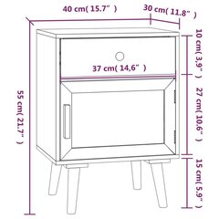 öökapid 2 tk, valge, 40 x 30 x 55 cm, tehispuit hind ja info | Öökapid | kaup24.ee