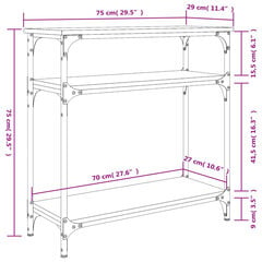 konsoollaud, suitsutatud tamm, 75x29x75 cm, tehispuit hind ja info | Konsoollauad | kaup24.ee