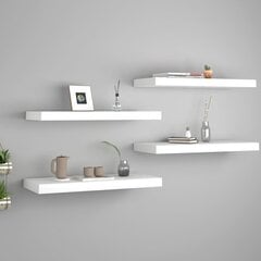 seinariiulid, 4 tk, valge, 60 x 23,5 x 3,8 cm MDF цена и информация | Полки | kaup24.ee