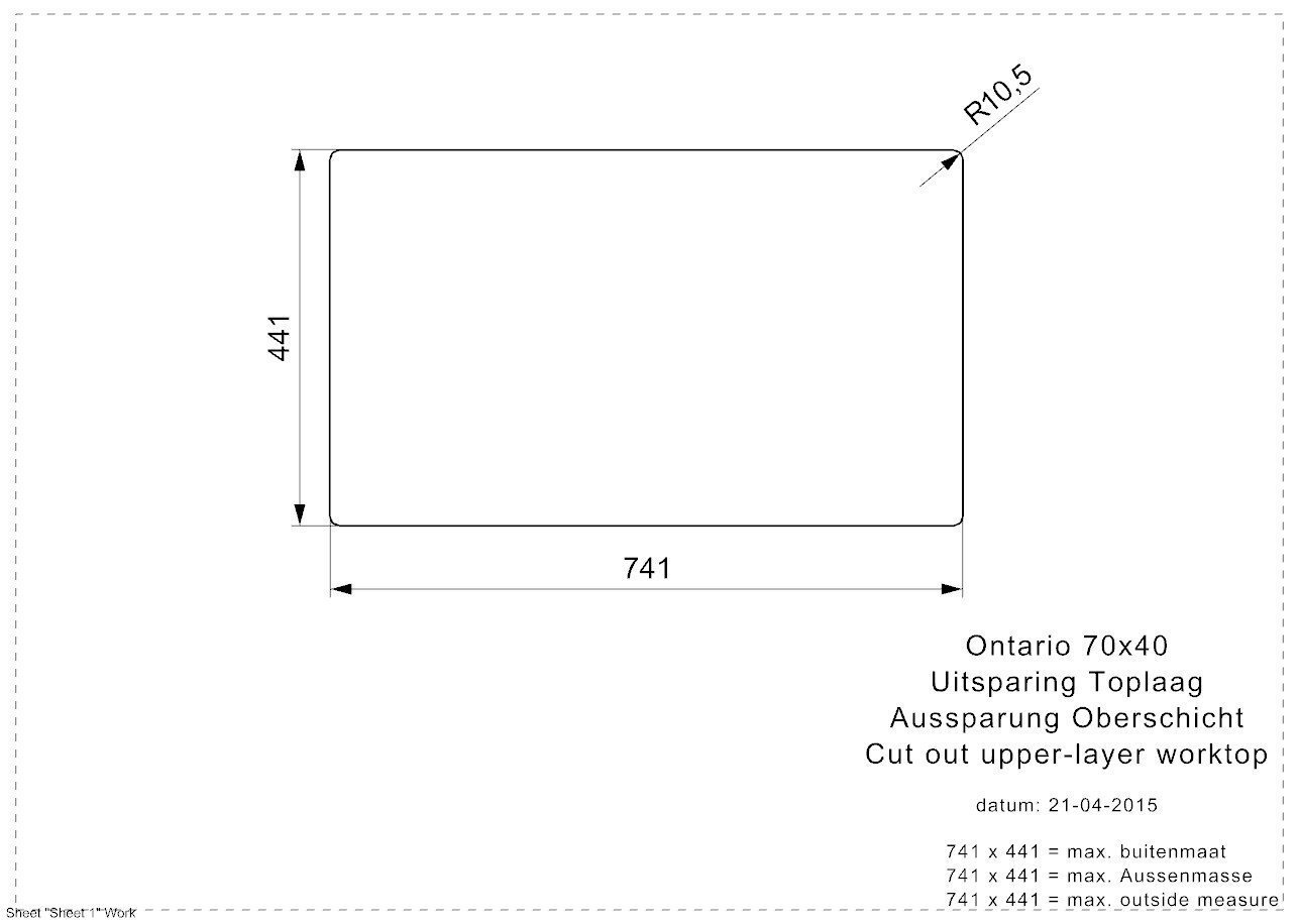 Roostevabast terasest köögivalamu Reginox Ontario, 740x440 mm hind ja info | Köögivalamud | kaup24.ee