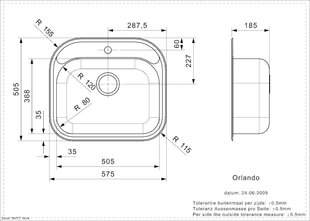 Roostevabast terasest köögivalamu Reginox Orlando, 57.5x50.5 cm hind ja info | Köögivalamud | kaup24.ee