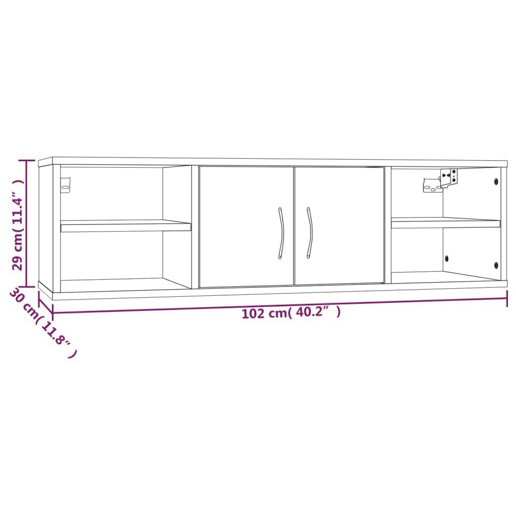 seinariiul, pruun tamm, 102 x 30 x 29 cm, tehispuit hind ja info | Riiulid | kaup24.ee