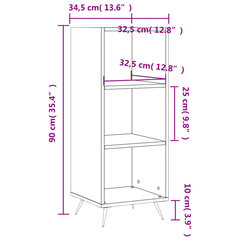 kapp-riiul, valge, 34,5 x 32,5 x 90 cm , tehispuit hind ja info | Elutoa väikesed kapid | kaup24.ee