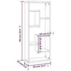 seinariiul, pruun tamm, 36 x 16 x 90 cm, tehispuit hind ja info | Riiulid | kaup24.ee