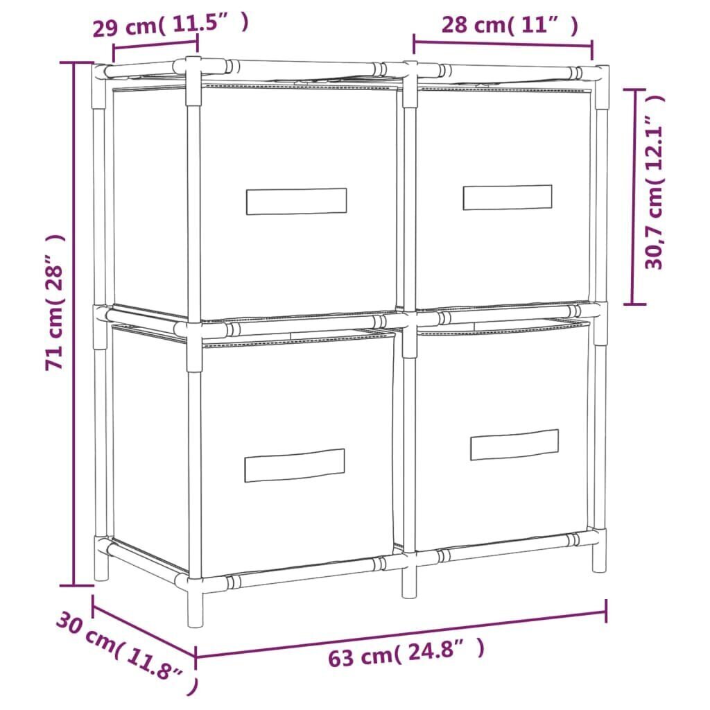 hoiukapp nelja kangast korviga, hall, 63 x 30 x 71 cm, teras hind ja info | Elutoa väikesed kapid | kaup24.ee