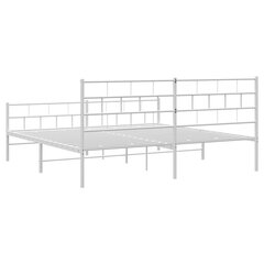 metallist voodiraam peatsi ja jalutsiga, valge, 183x213 cm цена и информация | Кровати | kaup24.ee