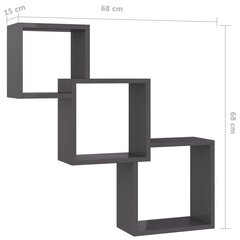 seinariiulid, kõrgläikega must 68x15x68 cm puitlaastplaat цена и информация | Полки | kaup24.ee