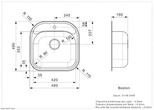 Roostevabast terasest köögivalamu Reginox Boston (R), 48.5x48.5 cm hind ja info | Köögivalamud | kaup24.ee