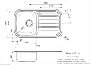 Roostevabast terasest köögivalamu Reginox Regent 10 LUX (R), 80,5x48 cm hind ja info | Köögivalamud | kaup24.ee