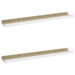 seinariiulid, 2 tk, valge ja Sonoma tamm, 60 x 9 x 3 cm цена и информация | Полки | kaup24.ee