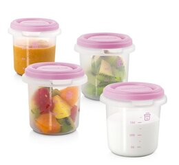 Hermeetiliste anumate komplekt Miniland 4 tk x 250 ml, roosa цена и информация | Детская посуда, контейнеры для молока и еды | kaup24.ee