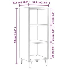 puhvetkapp, valge, 34,5x32,5x90 cm, tehispuit hind ja info | Elutoa väikesed kapid | kaup24.ee