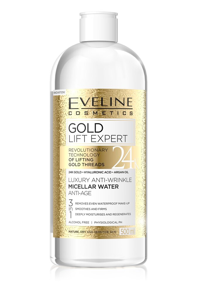 Mitsellaarvesi kullaosakestega Eveline Gold Lift Expert 500 ml цена и информация | Näopuhastusvahendid | kaup24.ee