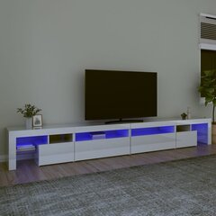 telerialus LED-tuledega, kõrgläikega valge, 290x36,5x40 cm цена и информация | Тумбы под телевизор | kaup24.ee