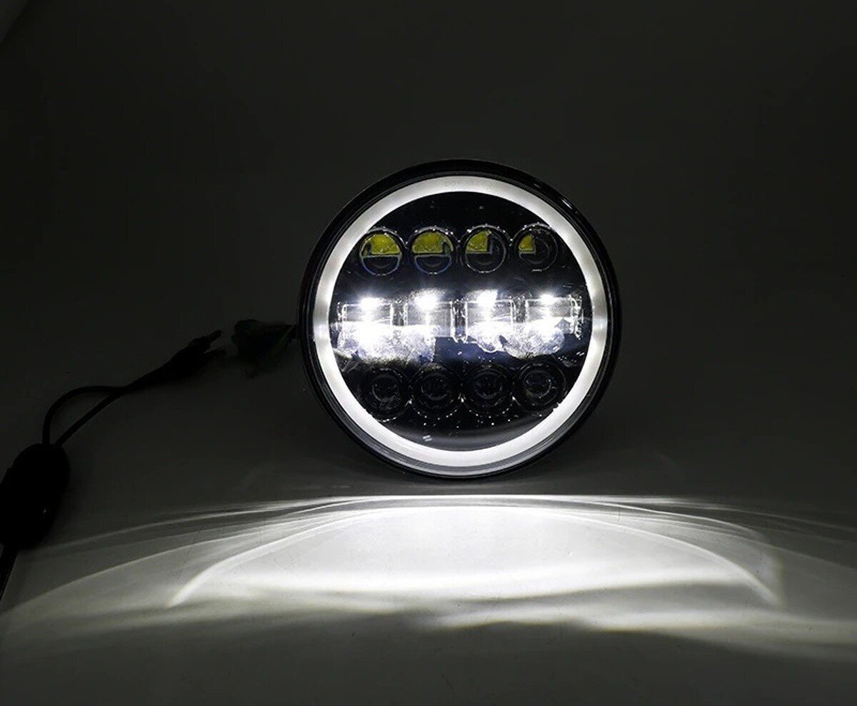 Harley, Jeep, Land Rover, Suzuki, Ford, Nissan, Lada Esituled 7" LED lähituled, kaugtuled, asend, päevane sõidutuled, suunatuled 1tk цена и информация | Autopirnid | kaup24.ee