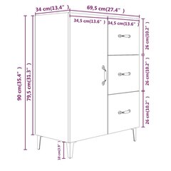 puhvetkapp, Sonoma tamm, 69,5 x 34 x 90 cm, tehispuit hind ja info | Elutoa väikesed kapid | kaup24.ee