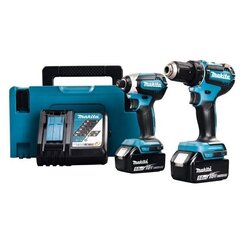 Combokit Makita DLX2289TJ аккумуляторная дрель+ аккумуляторная ударная отвертка ( DDF485+DTD153) 18V 2 x 5,0Ah Li-ion цена и информация | Шуруповерты, дрели | kaup24.ee