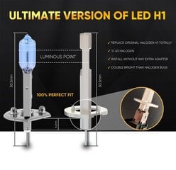 H1 светодиодные лампы 9V-16V CANBUS 3000lm 2 шт цена и информация | Фары | kaup24.ee