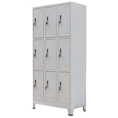Шкафчик для переодевания, 9 отделений, сталь, 90x45x180 см, серый цена и информация | Стеллажи, полки | kaup24.ee