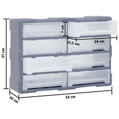 Hoiuriiul 8 suure sahtliga, 52 x 16 x 37 cm hind ja info | Riiulid tööriistadele | kaup24.ee