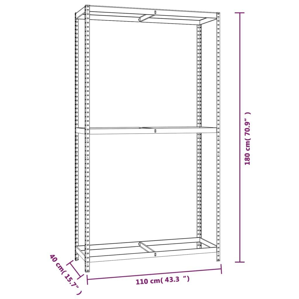 2-tasandilised rehviriiulid 3 tk, hõbedane, 110x40x180 cm teras hind ja info | Riiulid tööriistadele | kaup24.ee