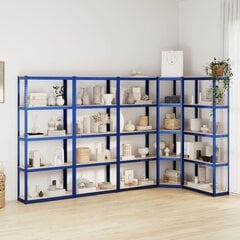 5 riiuliga riiulid 5 tk, sinine, teras ja tehispuit hind ja info | Riiulid tööriistadele | kaup24.ee