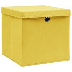 hoiukastid kaanega 10 tk, 28 x 28 x 28 cm, kollane цена и информация | Ящики для вещей | kaup24.ee