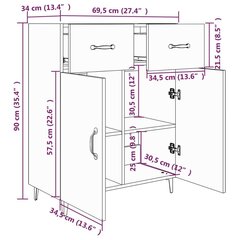 Külgkapp, hall tamm, 69,5 x 34 x 90 cm, töödeldud puit hind ja info | Elutoa väikesed kapid | kaup24.ee