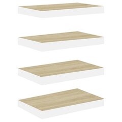 seinariiulid, 4 tk, tamm ja valge, 50 x 23 x 3,8 cm MDF цена и информация | Полки | kaup24.ee