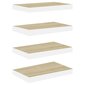 seinariiulid, 4 tk, tamm ja valge, 50 x 23 x 3,8 cm MDF hind ja info | Riiulid | kaup24.ee