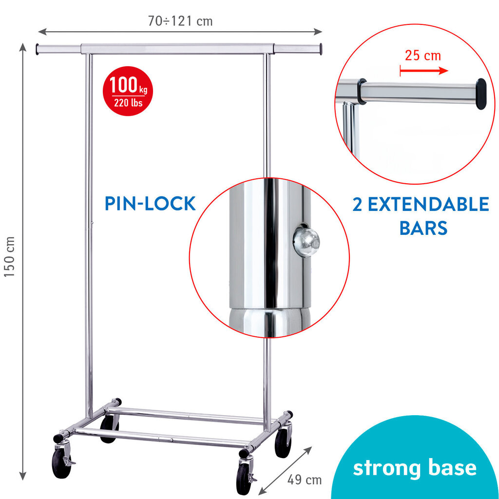 Riidestange Tatkraft Darren, hall цена и информация | Riidestanged ja nagid | kaup24.ee