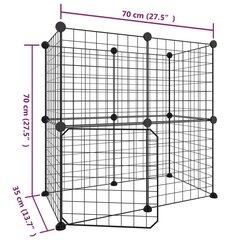 12-paneeliga lemmiklooma aedik uksega, must, 35 x 35 cm, teras hind ja info | Puurid ja tarvikud väikeloomadele | kaup24.ee