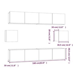 6-osaline telerikappide komplekt, valge, tehispuit hind ja info | TV alused | kaup24.ee