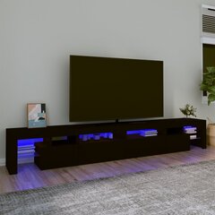 telerialus LED-tuledega, must, 280x36,5x40 cm цена и информация | Тумбы под телевизор | kaup24.ee