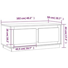 kohvilaud, valge, 102 x 50 x 44 cm, tehispuit hind ja info | Diivanilauad | kaup24.ee