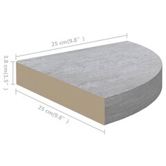 nurgariiulid 4 tk, betoonhall, 25 x 25 x 3,8 cm MDF hind ja info | Riiulid | kaup24.ee