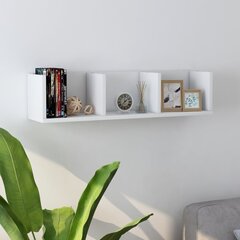 CD-seinariiul, valge, 75 x 18 x 18 cm, puitlaastplaat hind ja info | Riiulid | kaup24.ee