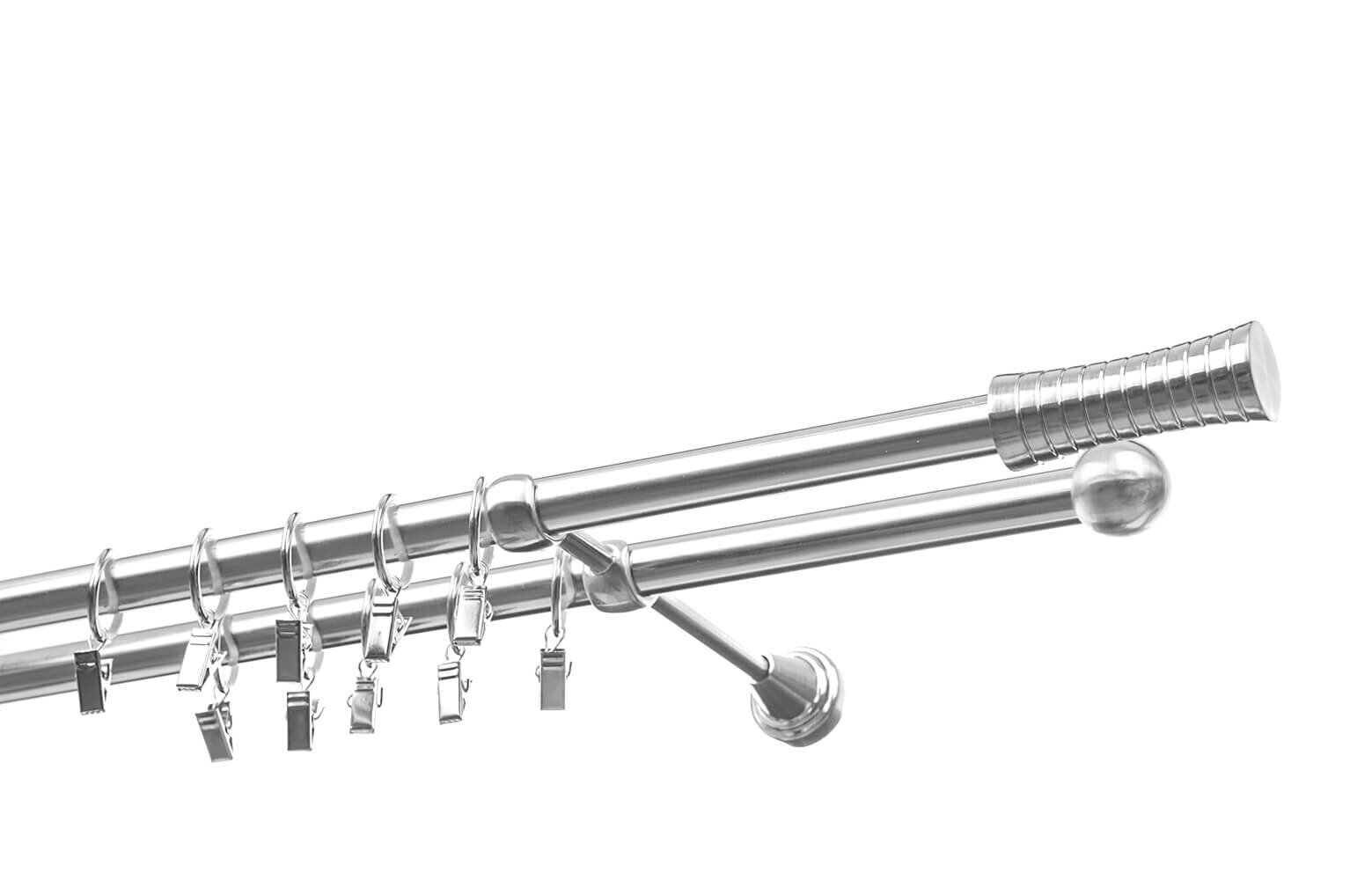 Kahekordne metallkarniis 19 mm + 19 mm OLIMP, 250 cm, roostevaba teras hind ja info | Kardinapuud | kaup24.ee