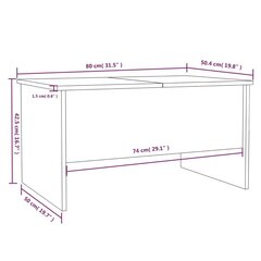 Diivanilaud, valge, 80x50x42,5cm, töödeldud puit цена и информация | Журнальные столики | kaup24.ee