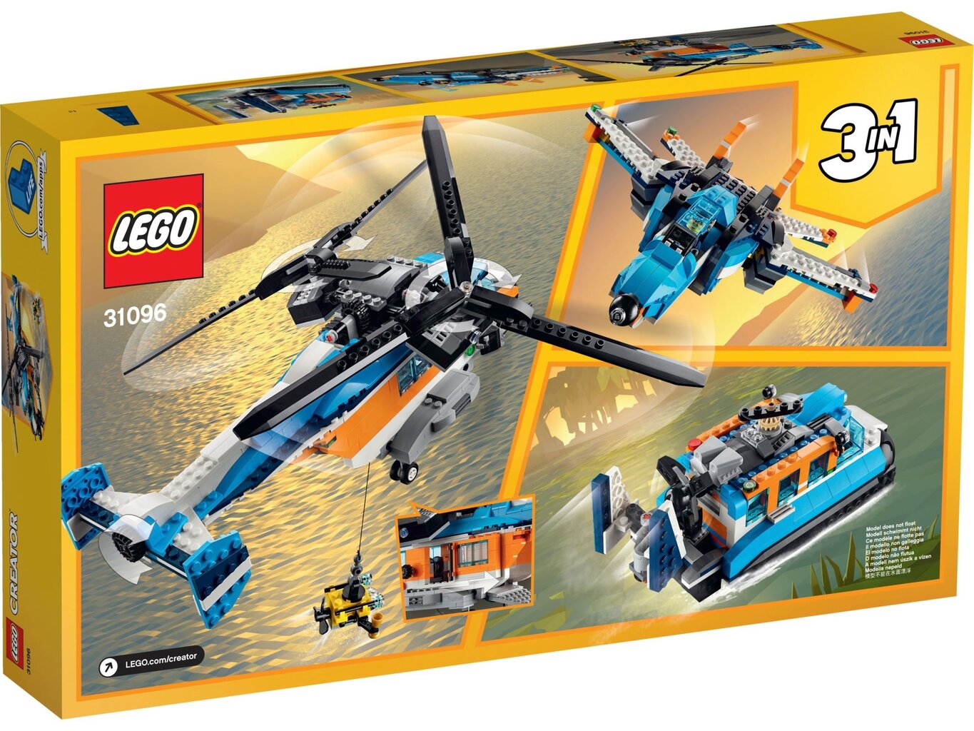 31096 LEGO® Creator Kahe propelleriga helikopter цена и информация | Klotsid ja konstruktorid | kaup24.ee