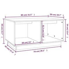 kohvilaud, hall, 80x50x40 cm, männipuit hind ja info | Diivanilauad | kaup24.ee